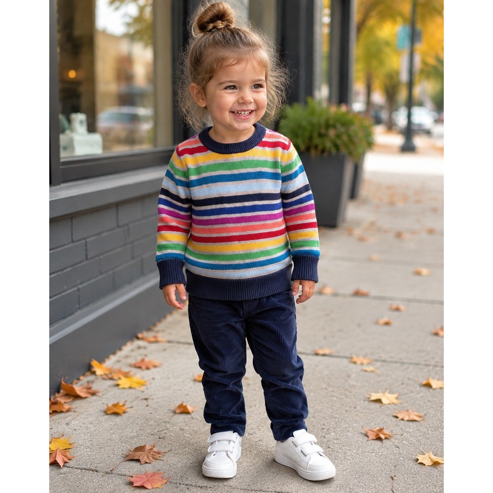 Hanna Andersson Sweater Rainbow Stripe Knit Crewneck Size 90 (U.S. 3T)